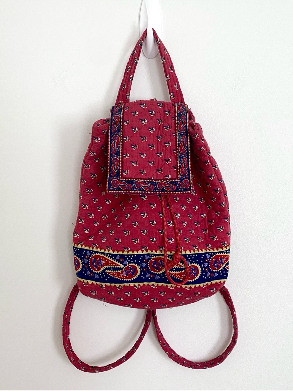 Vintage Vera Bradley Backpack Red and Blue Paisley Print